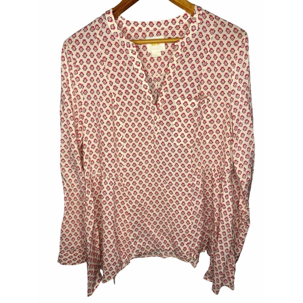 Maeve by Anthropologie blouse women's‎ size 12 pink floral bohemian long sleeve